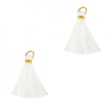 Quaste Ibiza Style 1.5cm Gold - white